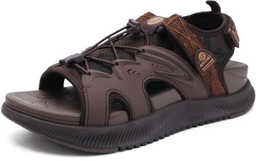 ONCAI Sandalias Mujer Caminar, 2025 Arco Soporte Sandals de Senderismo para Fascitis plantar,Antideslizante Sandalias de Deportivas Plataforma con Cordones Ajustables Marrón Talla 37