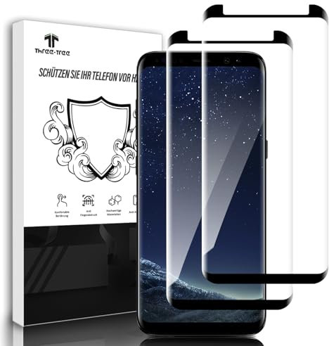 Schutzfolie für Panzerglas für Samsung Galaxy S8, 2 Stück Panzer Schutz Folie 9H Härte Anti-Kratzen, 3D-Volle Bedeckung Keine Blasen Panzerfolie, HD Ultra Klar Display Schutzglas für Samsung S8