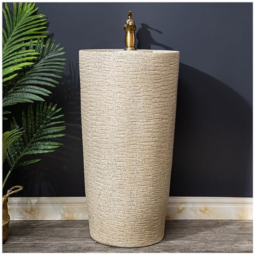 RDIAYDN Style Industriel Meuble Vasque Salle De Bain, Lavabo avec Robinet, Lavabo De Salle De Bain sur Colonne, Lavabo en CéRamique Et Lavabo sur Colonne