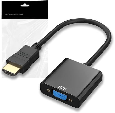 Adaptador HDMI a VGA 1080P 60Hz, Convertidor HDMI Hembra a VGA Macho para Ordenador, Sobremesa, Portátil, PC, Monitor, Proyector, HDTV y Otros Dispositivos HDMI (Negro)