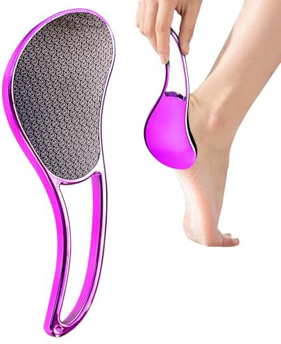 Glass Foot File, 2 Pack Crystal Glass Callus Remover Foot Scrubber and Heel Scraper for Men, Women, Dead Skin Removal Pedicure Tool (Rose Red)