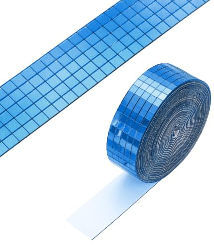 PATIKIL 5x5mm Specchi Autoadesivi Mosaico Tasselli, 3600 Pc Quadrati Mini Vetro Mosaico Disco Adesivo Per DIY Artigianato Disco Ball Party Decorazione, Blu