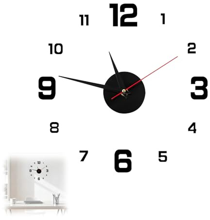 Große Wanduhr 40 cm DIY 3D mit selbstklebenden Zahlen, leises Uhrwerk