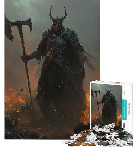 Puzzle 1000 pièces Chevalier Noir à la Hache God of War Jeu Manuel éducatif et ludique pour Un Père Noël Secret Décoration Parfaite (Dimensions 50x75cm)