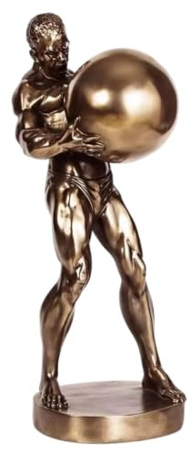 predolo Harz Skulptur Muskelmann Statue Figur Wohn Deko Kunstobjekt mit Kupferpulver Stabilem Standfuß als Zeichen für Und für Büro Lobby Regal Fitnesscenter, Stil A