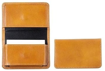 DELMON VARONE - Personalisierbares Visitenkartenetui XXL aus Premium Vintage Anilin Leder braun, Visitenkarten Etui mit 1 großen Faltentasche für 40-50 Karten, Kartenetui für Damen & Herren