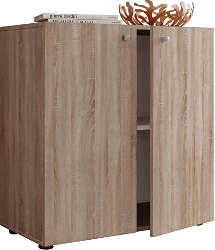 VCM Kommode 70x36x75 cm 2 Türen 2 Fächer Sideboard Holzwerkstoff | Ablage und Stauraum in einem - Für Ess- und Wohnbereich - für Ordnungsliebhaber - Holzwerkstoff, stabile Metallgriffe