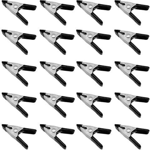 20pcs 2 inch Metal Spring Clamps Spring Clips Clamps Spring Clamps Heavy Duty for Household Clips Sealing Snack Bags Camping Woodworking Clips (Black)