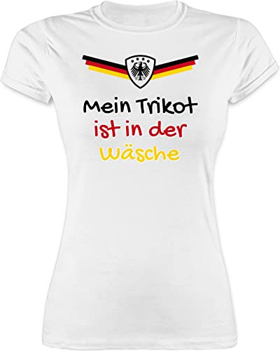 Shirt Damen - Fußball EM WM - Mein Trikot ist in der Wäsche Deutschland - S - Weiß - fußballtrikot Europameisterschaft Tshirt wm-Shirts Fussball Team t-Shirt fußballtrikots fu Ball 2022 Shirts
