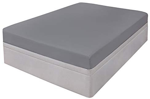 Highams 100% Cotton Fitted Bed Sheet Plain Dye Easy Iron, Grey Silver - Superking