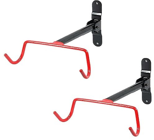 Laxzo ® 2 Pcs Bike Wall Mount Horizontal Indoor Storage Rack for 1 Bicycle in Garage or Home - Cycling Hanger - Safe and Secure Holder, Hook for Bicycles - Hang Your Road, Mountain or Hybrid Bike