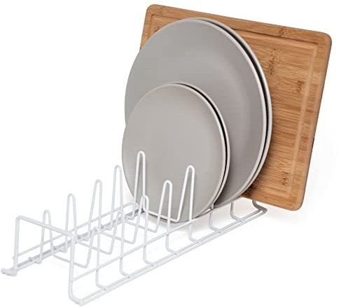 simplywire – Plate/Baking Tray/Pan Lid Rack – Kitchen Cupboard Storage Organiser - White Plastic Coated Steel