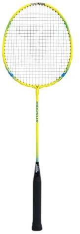 Talbot Torro Badmintonschläger Attacker, Federballschläger für Einsteiger aus gehärtetem Stahl mit klassischer Kopfform, Farbe: Gelb-Blau, 429806