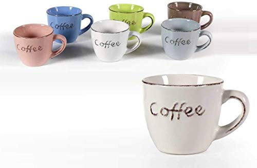 GICOS IMPORT EXPORT SRL SIZ-773914 Lot de 6 tasses à café sans soucoupe, capacité 100 ml, 5 cm, couleurs assorties