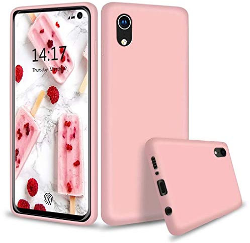 NiaCoCo Compatible with iPhone XR Case Ultra Thin Shockproof Liquid Silicone Phone Case Soft Gel Rubber Microfiber Stripe Protector Case (Pink)