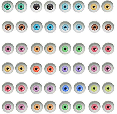Julie Wang 10 Pairs 40mm Dome Glas Menschliche Augen für Kunstpuppen Skulpturen Requisiten Masken Fursuits Machen Präparatoren Flatback