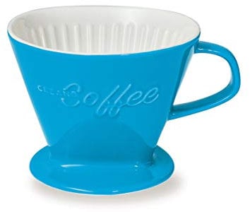 Creano Porzellan Kaffeefilter XXL Blau) für Filtertüten Gr. 4 und 6, ca. 800gr Gewicht für extrem sicheren Stand, Achtung schwer, in 6 Farben erhältlich