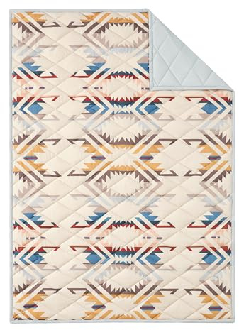 PENDLETON 17066 White Sands Überwurfdecke, aufrollbar, leichte Baumwoll-Bettwäsche, Steppdecke, Heimdekoration, übergroße warme Akzente, Western-Azteken-Decke für Couch, Bett, Picknick im Freien, 127