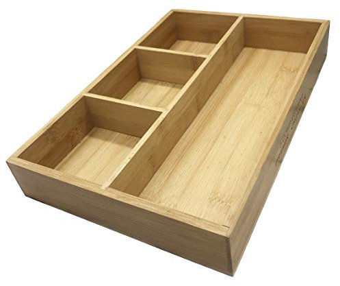 Bamboo Wooden Drawer Organiser Divider – Space Saving Multifunctional Draw Dividers for Makeup, Office, Bedroom and Wooden Cutlery Tray Kitchen Drawer Organiser Tray