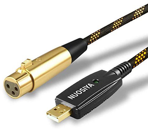NUOSIYA XLR-USB-Kabel USB-Mikrofonkabel, geflochtenes Hybrid-USB-auf-Buchse XLR-Kabel, für Instrumente, Aufnahmen, Musik, Karaoke, Gesang (3 m)