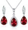 925 Sterling Silber Granat Schmuckset Damen Kette Tropfen Ohrring Halskette Anhänger Ohrstecker Geschenk Verpackung 40+5CM Kettenlänge Geschenke für Party/Jahrestag/Geburtstag
