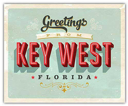 10cm! Klebe-Folie Wetterfest Made-IN-Germany Key West City Florida USA Staat Retro Greetings H2886 UV&Waschanlagenfest Auto-Aufkleber Sticker Decal