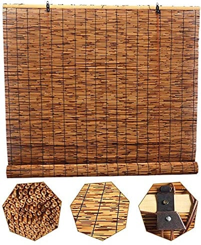 Suwooy Tenda Avvolgibile in Canna da Esterno,Tende da Sole,Tende A Rullo in bambù Naturale,Impermeabile,Tapparella A Carrucola,Tenda A Pacchetto Personalizzabile per Interni,50x160cm/20x63in