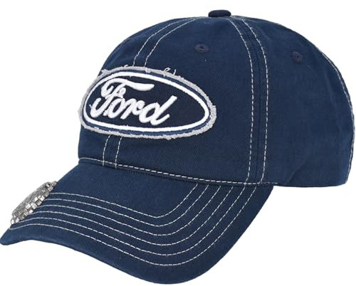 Concept One Unisex-Erwachsene Ford Baseballmütze mit gebogener Krempe und Flaschenöffner aus gewaschener Baumwolle, verstellbar Baseballkappe, Marineblau, Einheitsgröße