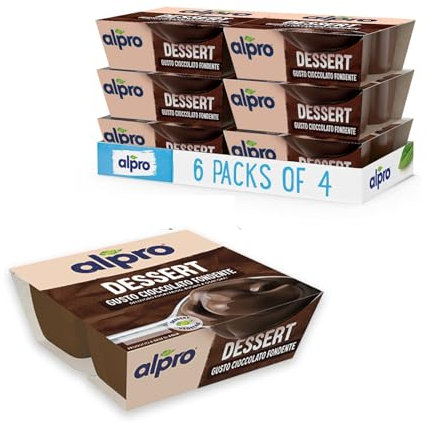 Alpro Dark Chocolate Soya Plant-Based Dessert Alternative - Vegan & Dairy Free - No Added Sugar Pudding & Dessert Multipack - 125g (Pack of 24)
