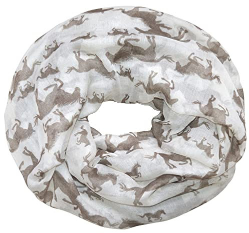 thb Richter Damen Schlauchschal Pferd Rundschal Loopschal Pferde Horse Schal Loop Halstuch Scarf (Hellbeige)