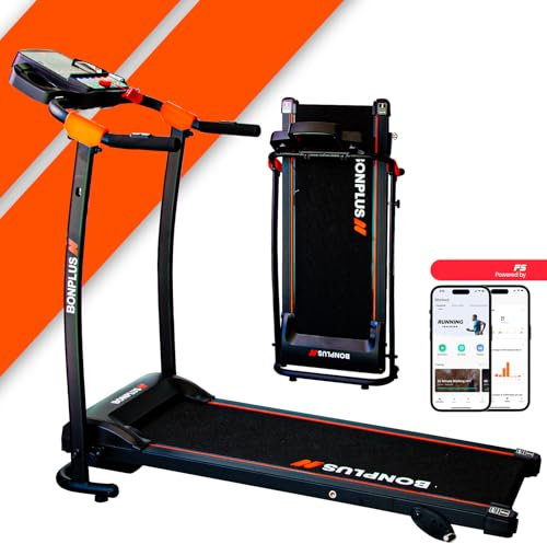 Bonplus BP | Laufband | Faltbares Elektrisches Laufband | Geschwindigkeit 12 Km/h | 3 Neigungsstufen | LCD-Bildschirm | Mobiler Support | USB | MP3-Port | 2 Flaschenhalter | Gewicht Max 100 kg