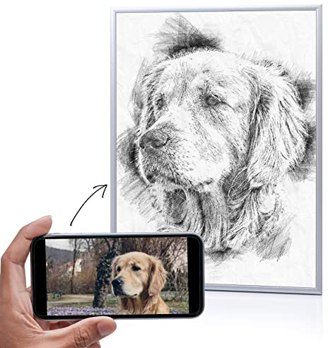 codiarts. Dein Haustier als künstlerische Portrait Bleistiftzeichnung (digital Artwork), als Poster oder mit Rahmen aus Aluminium, personalisiert, Fine Art Print - Fotogeschenk - Haustier