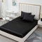 Michorinee Satin Spannbettlaken 200x200cm Schwarz Glatt Seide Glanzsatin Bettlaken Boxspringbett Topper Microfaser Spannbetttuch für Matratze bis 25 cm