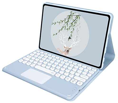 Bueuwe Tastatur Hülle für Xiaomi Pad 5/ Pro 5, Kabellose Abnehmbare Tastatur Mit Touchpad, Weiche TPU-Rückseite, Stifthalter,21