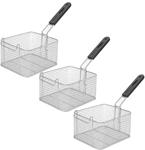Cesta para Freidora Profunda, Cesta Coladora de Red de Malla Cuadrada con Mango Antideslizante, Cesta para Freidora Comercial de Pescado con Patatas Fritas de Cocina para Restaurante