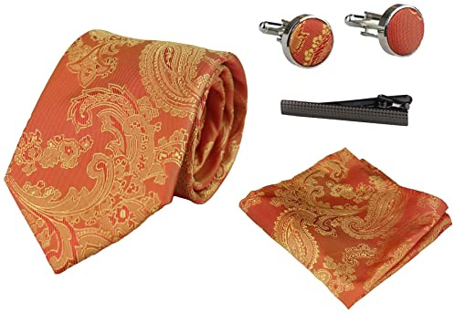 TruClothing Dotted Neck Tie Gift Set Pocket Square Cuff Links Tie Pin Polka Dot Satin