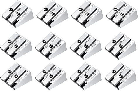 Doppelloch Bleistiftspitzer,12 Stück Anspitzer Mini Bleistiftspitzer Metallkeilspitzer Handheld Aluminiumlegierung Kleine Anspitzer für Schulen Büros Art