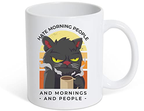 TRVPPY Tasse I Hate Morning People Weiße Kaffeetasse Geschenk, Keramik mit trendigem Motiv