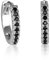 Namana Mini Créoles Noires pour Femme et Jeunes Fille, Petites Boucles d'Oreilles Créoles Noires pour Femme avec des Pierres Noire, Boucles d'Oreilles 'Huggie' Noir