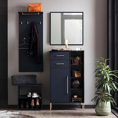 Flur Möbel Spiegel Highboard Kommode Paneel Hakenpaneel Würfel in blau