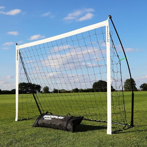 QUICKPLAY KICKSTER 5x2m Fußballtor - Schnell aufbaubares tragbares Fußballnetz für das Jugendtraining, Tor in offizieller Größe für Junioren U10 & U11 - Schnell aufbaubares Tor - Inklusive Tragetasche