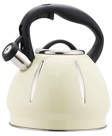 Whistling Kettle Food Grade 304 Stainless Steel Creative Shape Anti-scalding Handle Thickened 3-Layer Composite Bottom Suitable for All Hob/Stove Including Induction (Cream 3L)