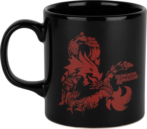 Konix Dungeons & Dragons Taza de cerámica - 320 ml - Diseño Monsters - Negro y rojo