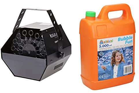 LBM10BAT-BL - IBIZA - Machine à bulle portable avec 16 baguettes - Noir & alldoro- Bubble Fun Liquide à Bulles en bidon de 5 l d'eau savonneuse XXL de 5000ML pour Enfants, Adultes, fêtes et événements