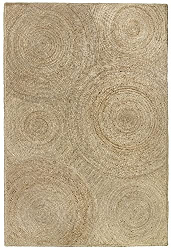 HAMID - Jute Teppich, Baena, Teppich 100% Natur, Jutefaser Handgewebt, Weicher Teppich und Hohe Festigkeit für Wohnzimmer, Esszimmer, Schlafzimmer, Flurteppich - (350x250cm)