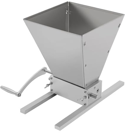Manual Large Grain Mill Stainless Crusher Malt Barley Grinder W/ 2 Rollers Home Brew Beer Malt Crusher Wheat Feed/Flour Wet & Dry Cereal Machine 8lbs/min