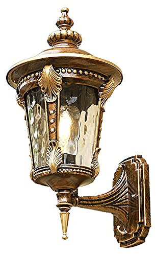 Mengjay Aluminiumguss Wasserdicht IP23 Außenwandleuchte Retro Vintage, Glas-Schirm Antik Außenlampe, Innen Und Außen Wandleuchte E27 Fassung Außenleuchte, Für Terrasse Balkon Treppen Garten (Small)