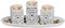 Juego de 8 portavelas con bandeja, color blanco envejecido, juego de decoración de mesa, incluye piedras, bandeja para velas, soporte para velas, mesa de campo, incluye gravilla