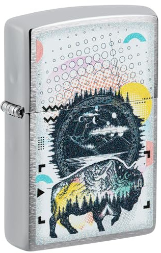 Zippo Benzin-Feuerzeug Chrom gebürstet Bison, unbefüllt 60006803