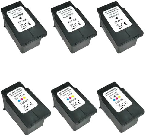 HAUPTSTADT TONER PG-560XL CL-561XL Multipack Tintenpatrone kompatibel für Canon Druckerpatronen 560 561 für Pixma TS5350 TS5351 TS5352 TS5353 TS7450 TS7451 (3X Schwarz, 3X Farbe, 6er-Pack)